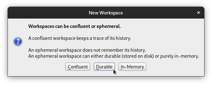 Dialog for New Workspace
